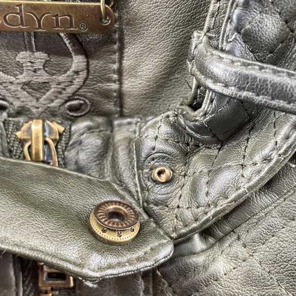 Odyn Womens Faux Leather Jacket Full Zip Quilted Biker Moto Size Medium - Picture 5 of 14